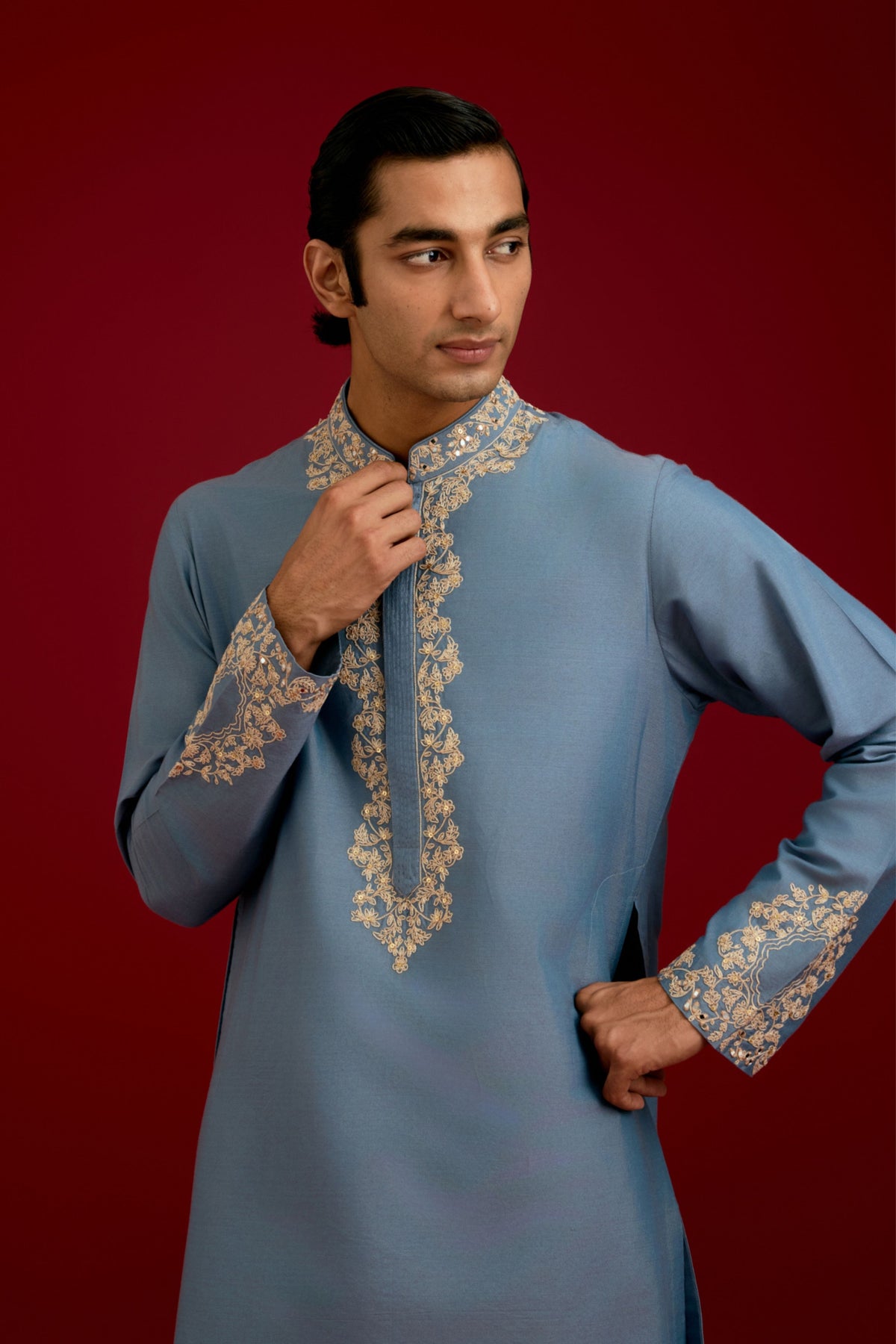 Light Blue Cotton Kurta Set