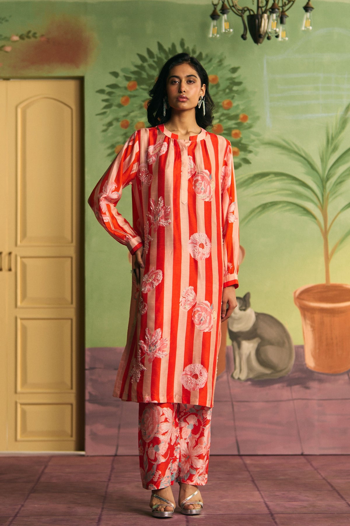 Red Scarlet Rhythm Kurta Set