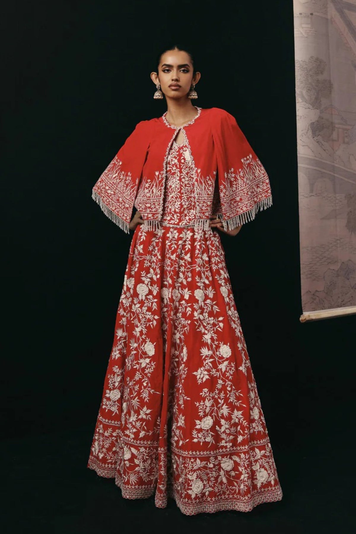 Red Floral Lehenga Set