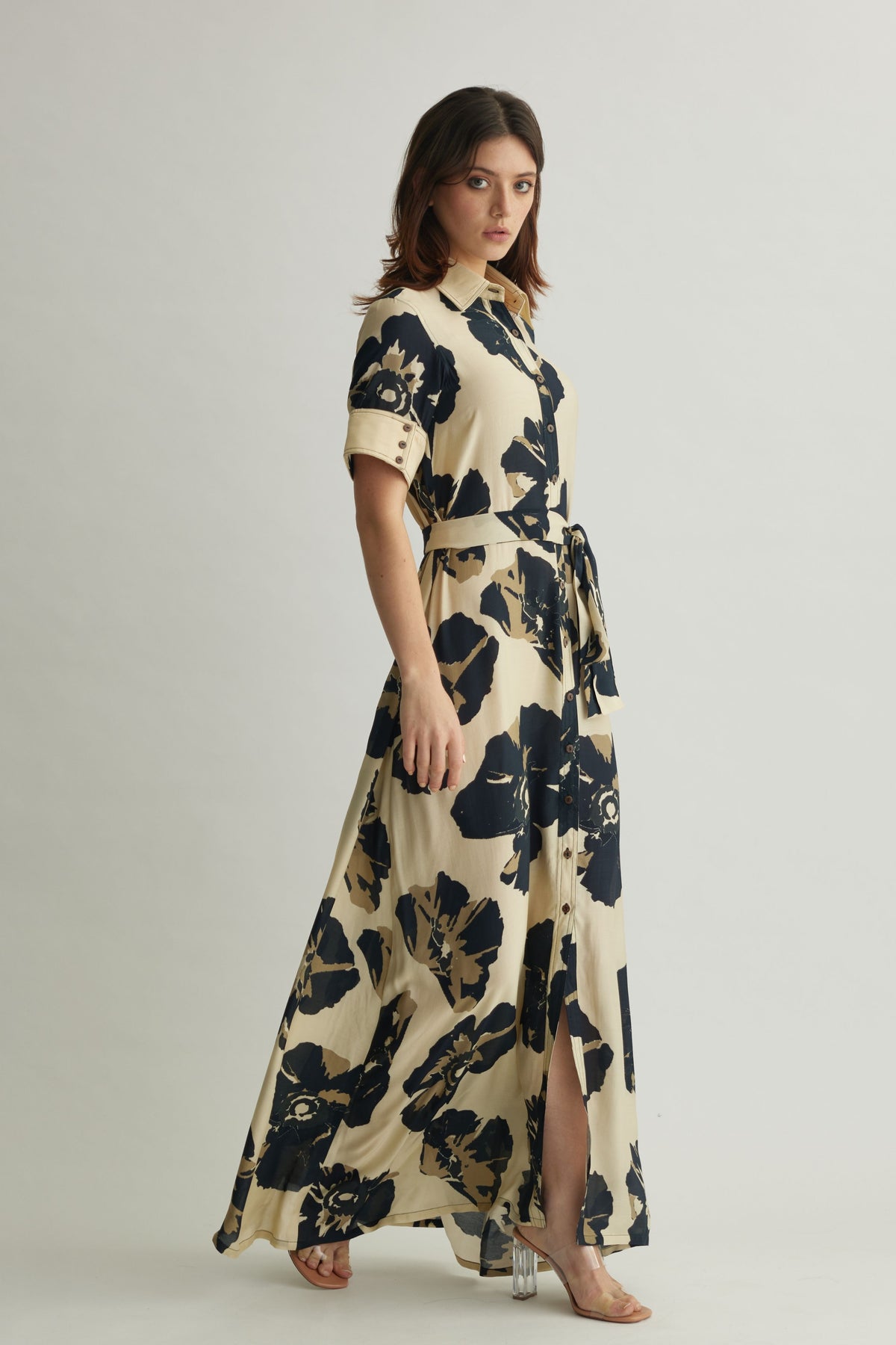 White Floral Shirt Dress