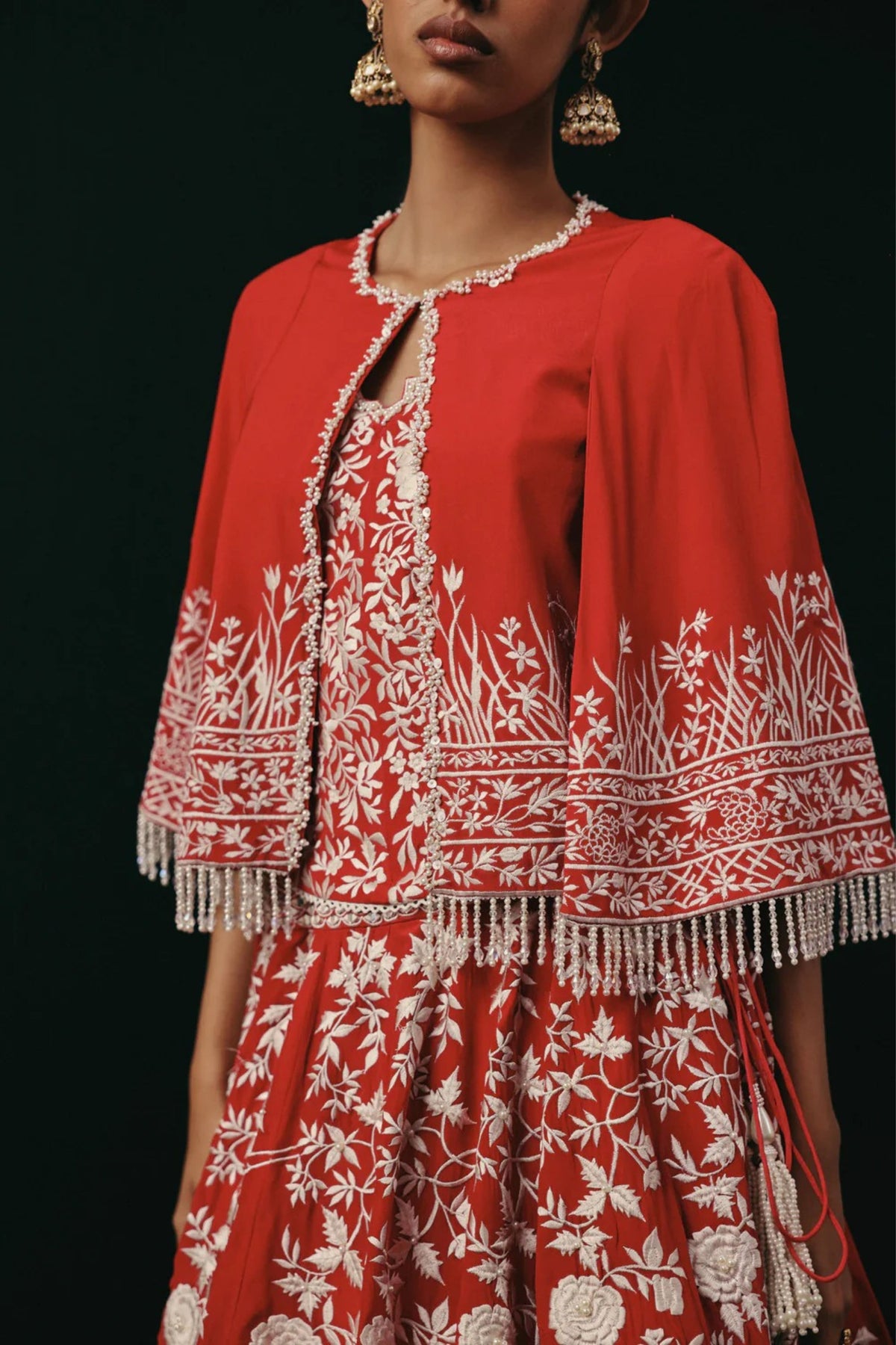 Red Floral Lehenga Set