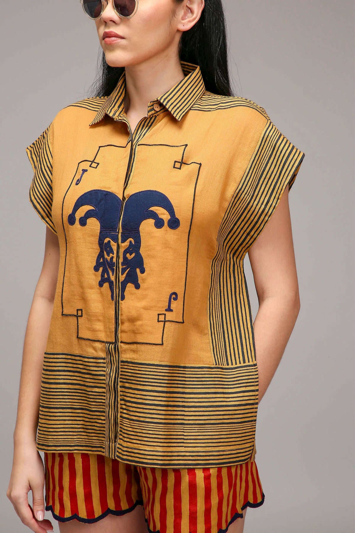 Tan-brown Joker Shirt Shorts Set