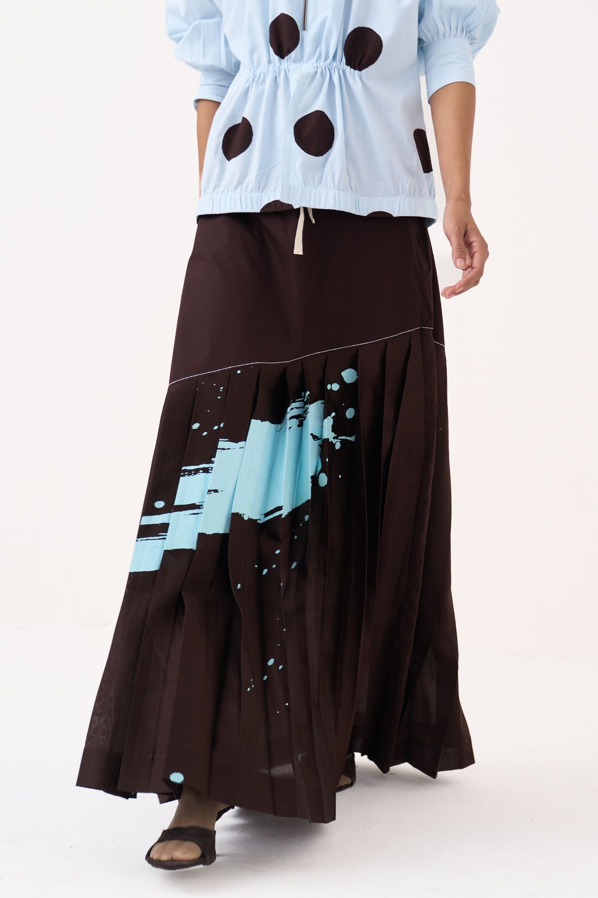 Splash Print Pleated Skirt Set
