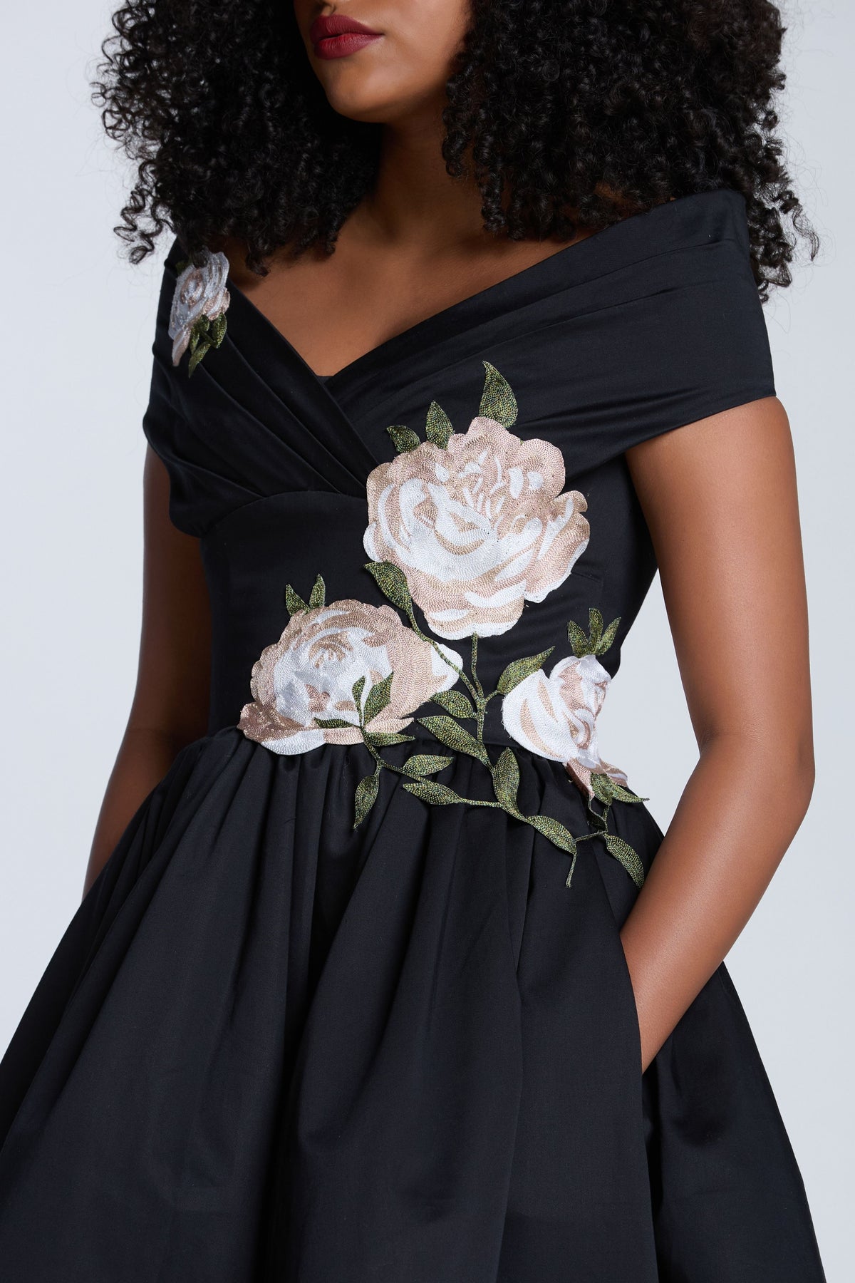 Shoulder Drape Corseted Midi