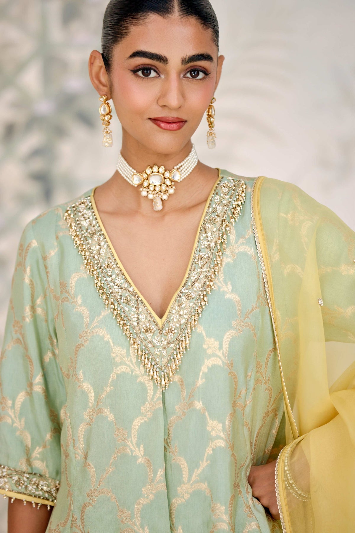 Smoke Green Kurta Set