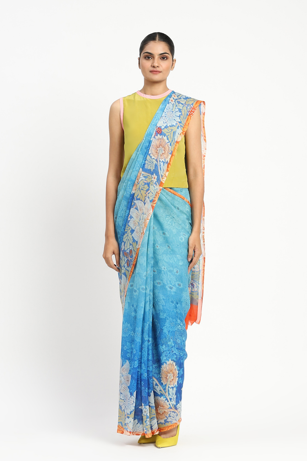Seafoam Printed Saree