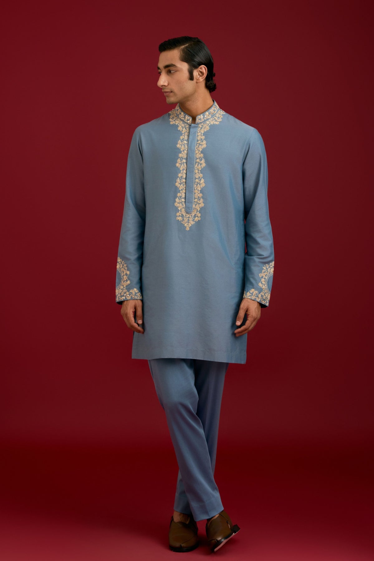 Light Blue Cotton Kurta Set