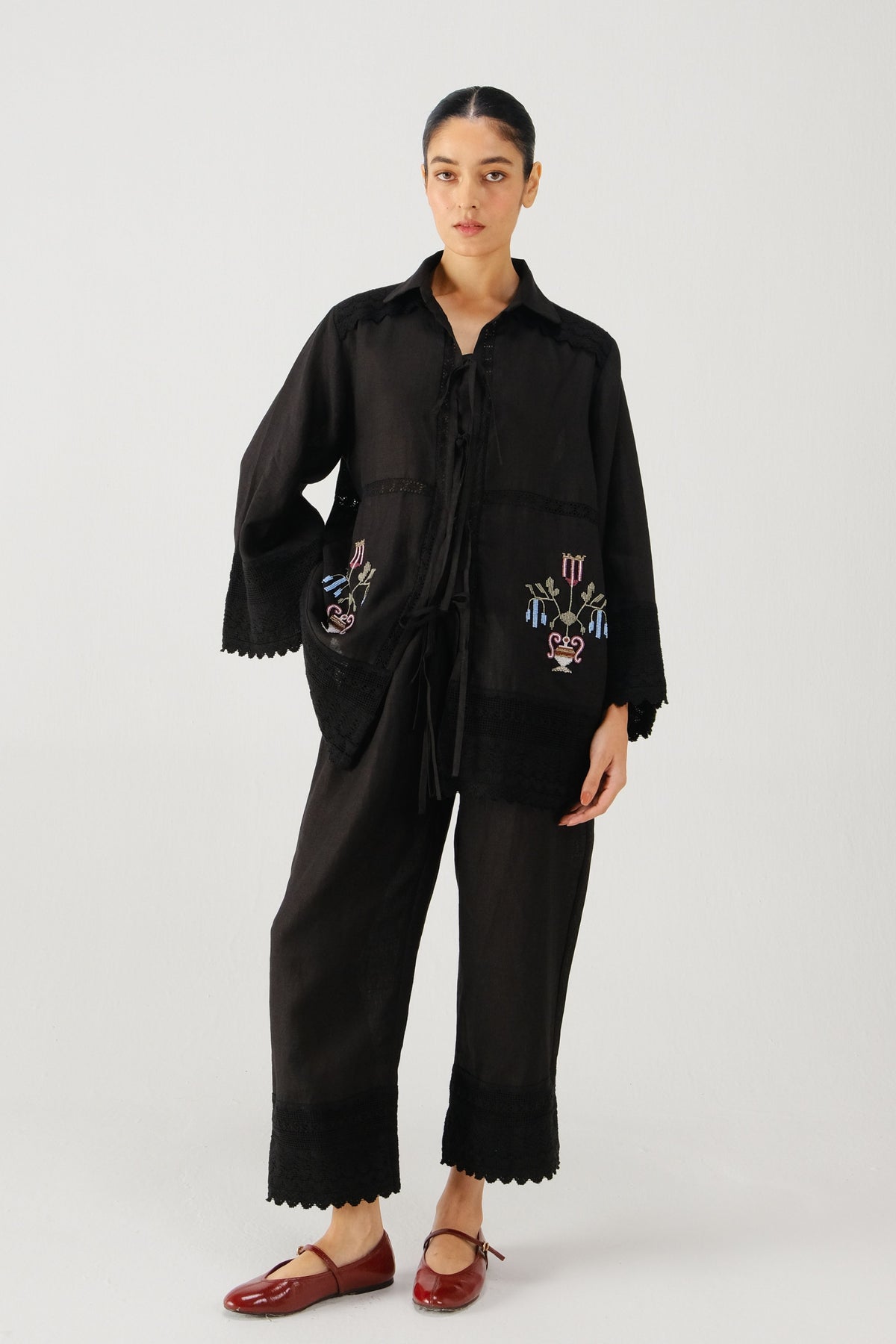 Black Tie up Shirt