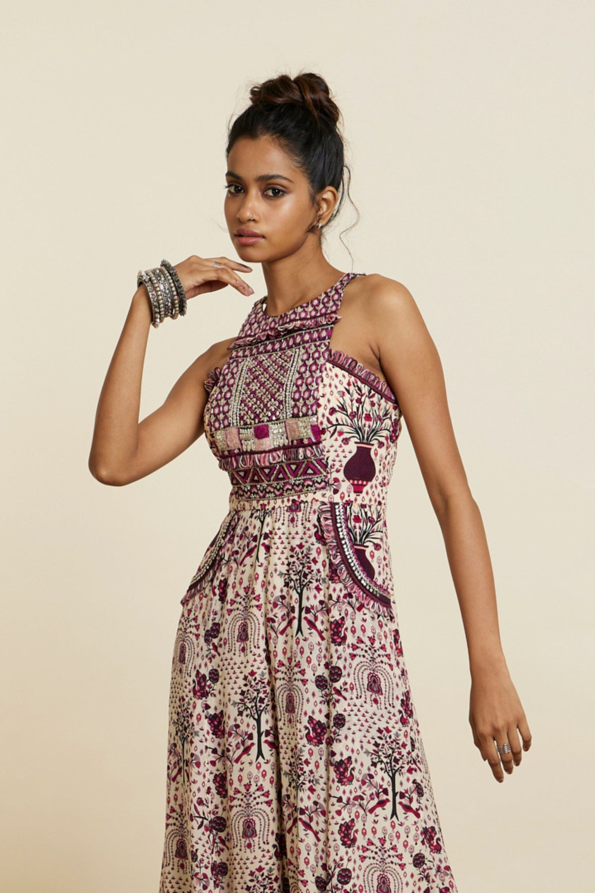 Safar Merlot Yoke Style Jumpsuit