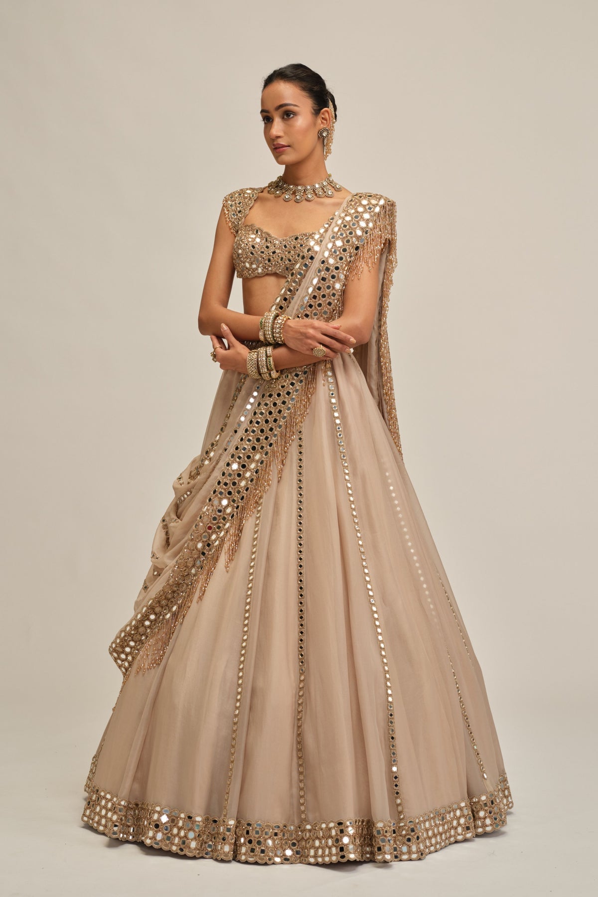 Modern Mirror Work Lehenga Set