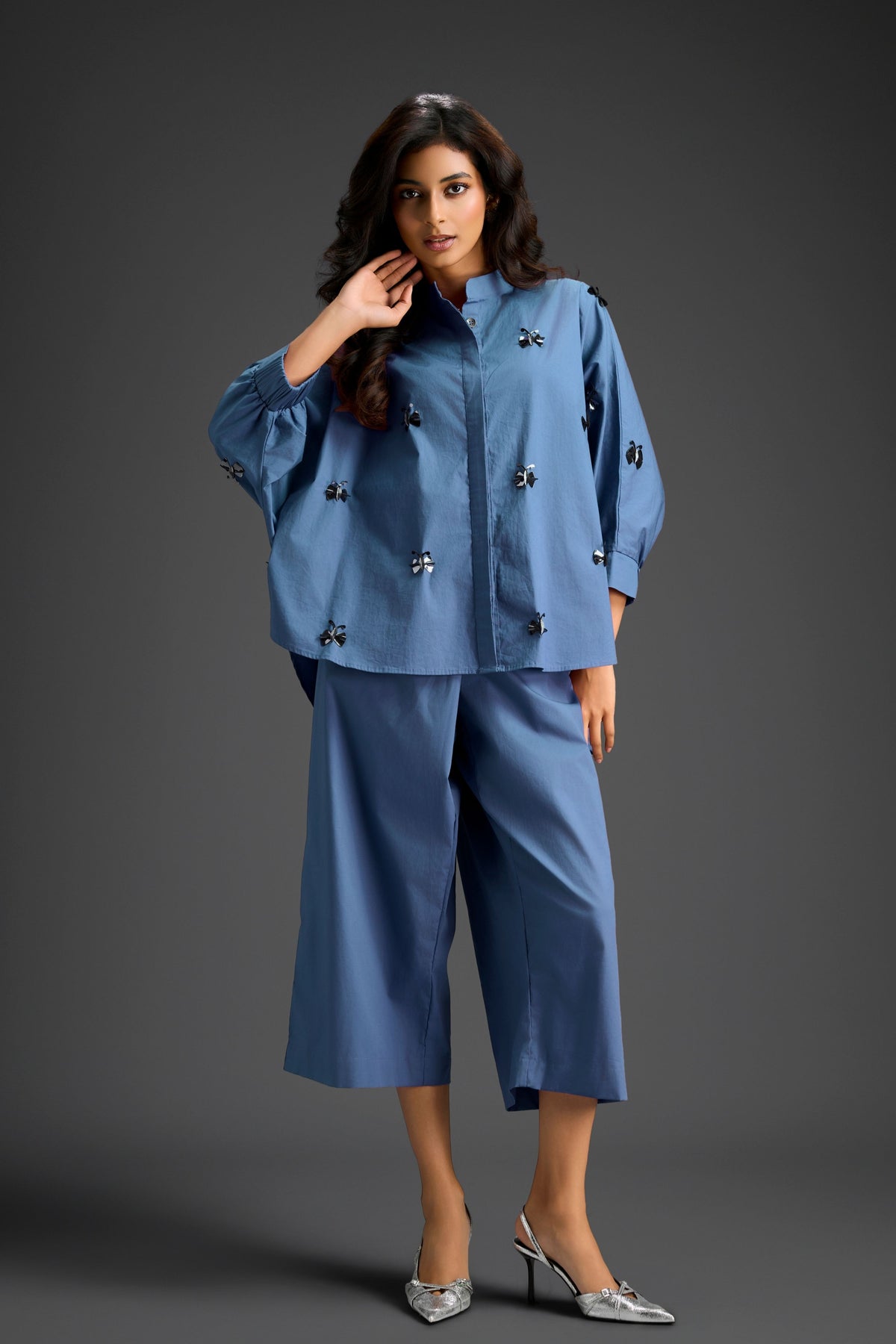 Blue Embellished Butterfly Co-ord Set