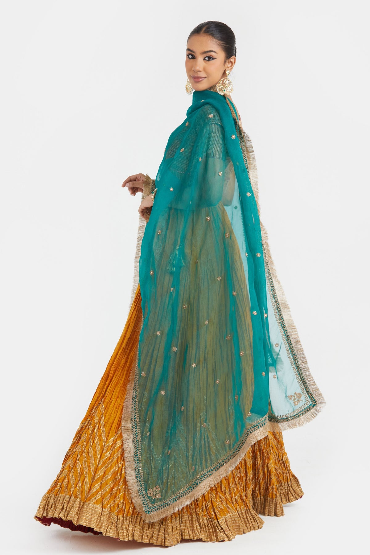 Yellow Chanderi Lehenga Set
