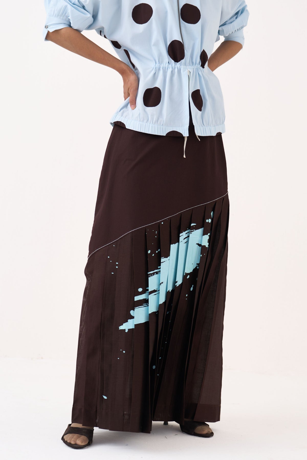 Splash Print Pleated Skirt Set