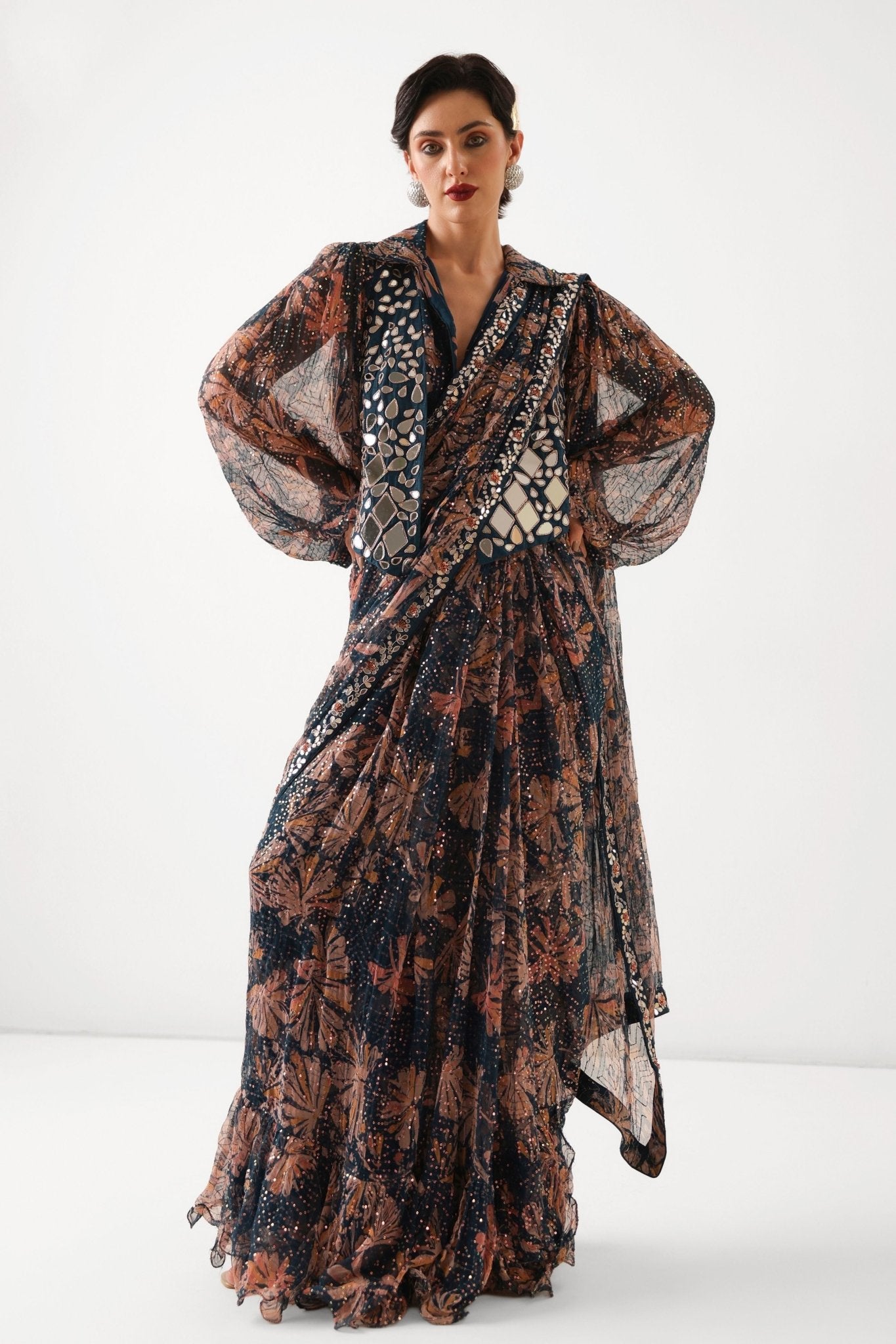 Prussian Sheesha Koti Saree - Pallavi Jaipur - Elahe