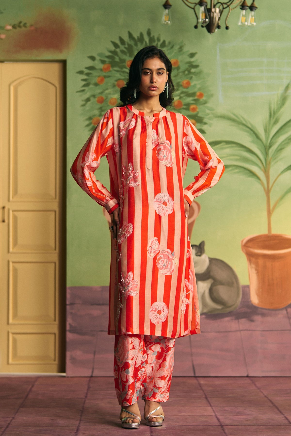 Red Scarlet Rhythm Kurta Set