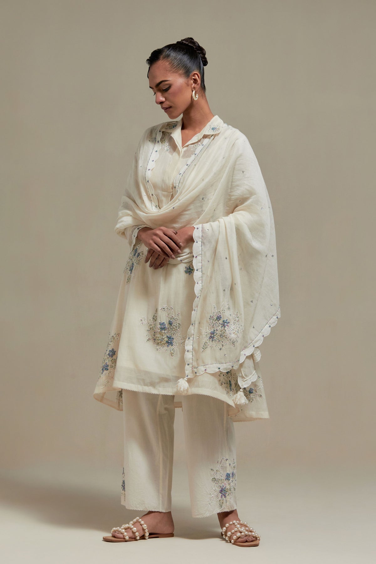 Blue Chanderi Kurta Set
