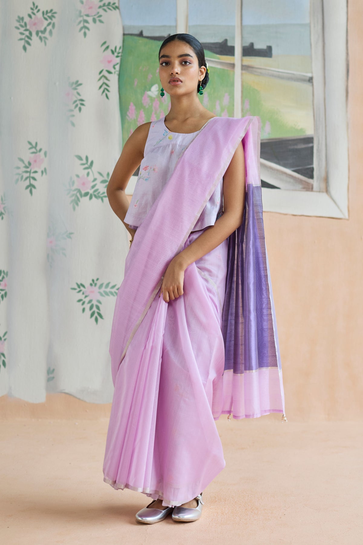 Orchid Mist Chanderi Sari