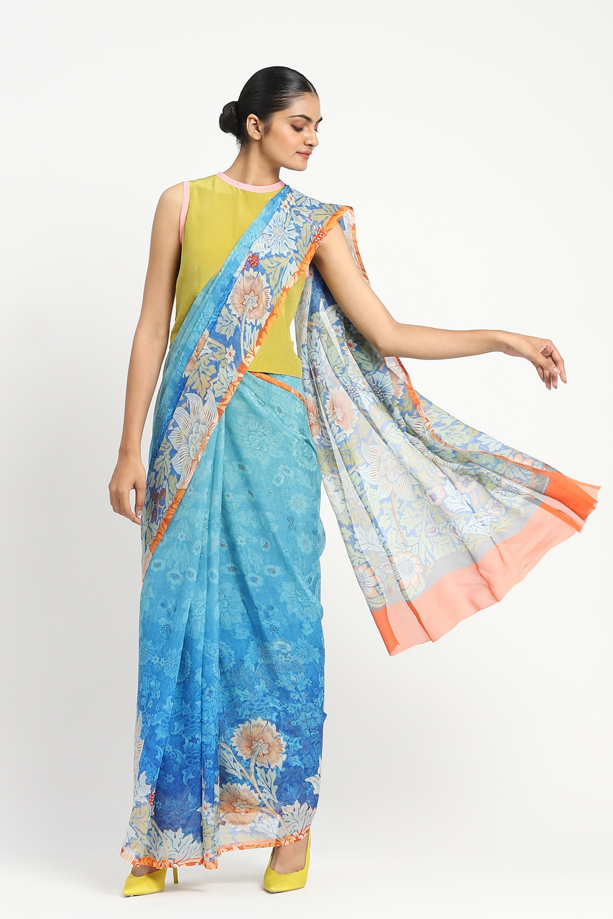 Seafoam Printed Saree