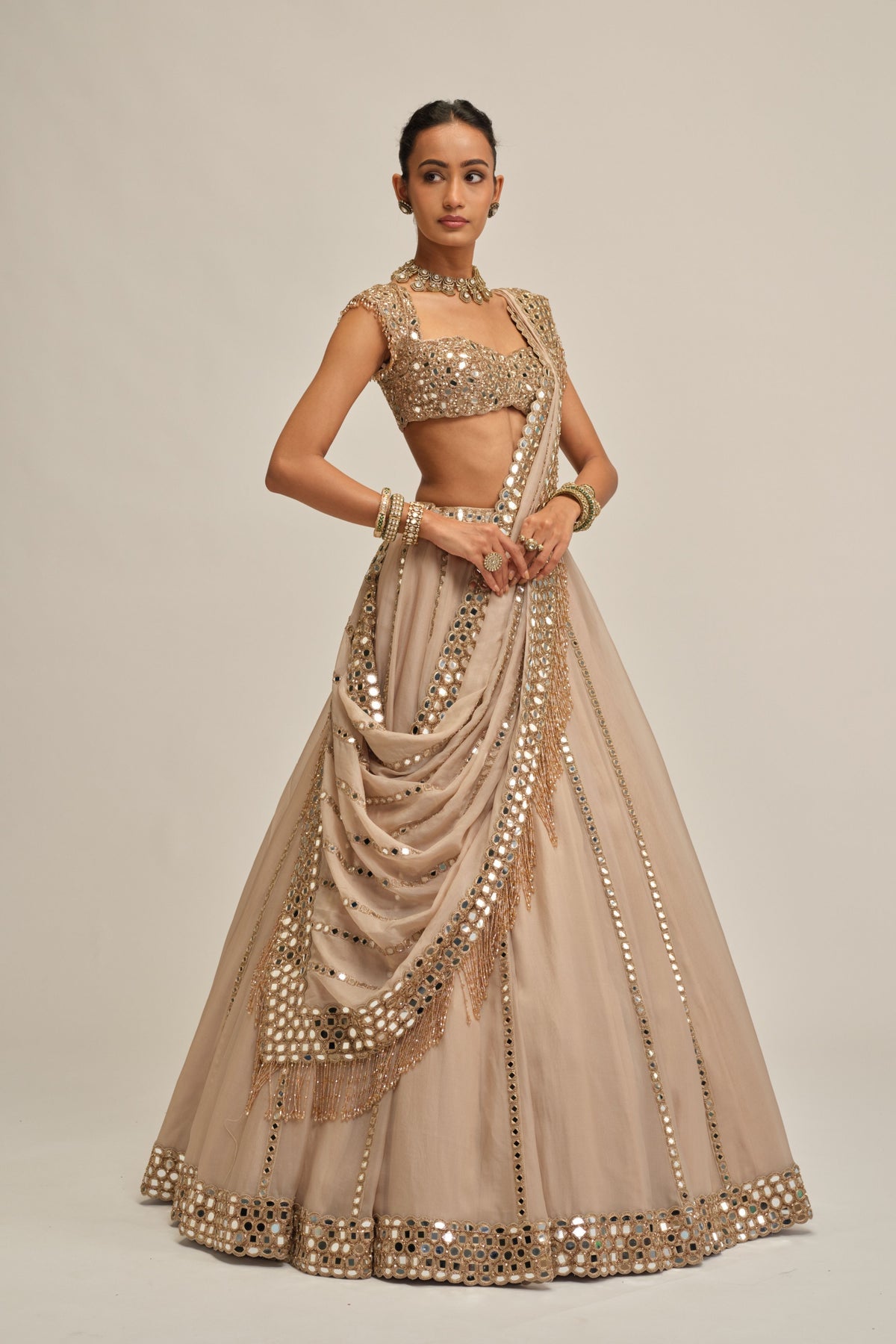 Modern Mirror Work Lehenga Set