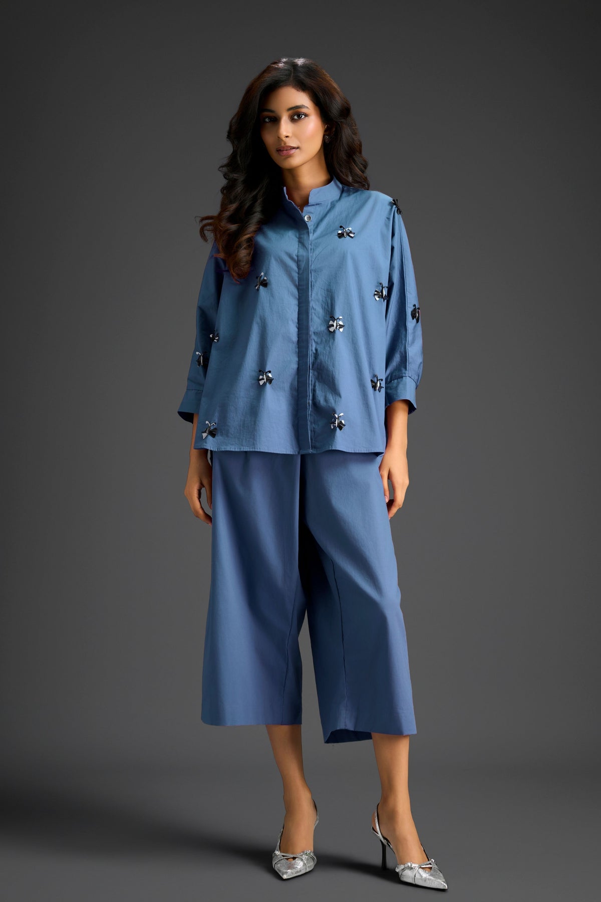 Blue Embellished Butterfly Co-ord Set
