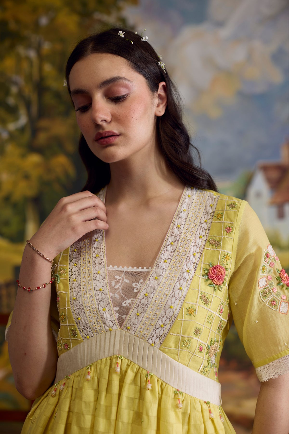 Sunray Checkered Beaded Dress