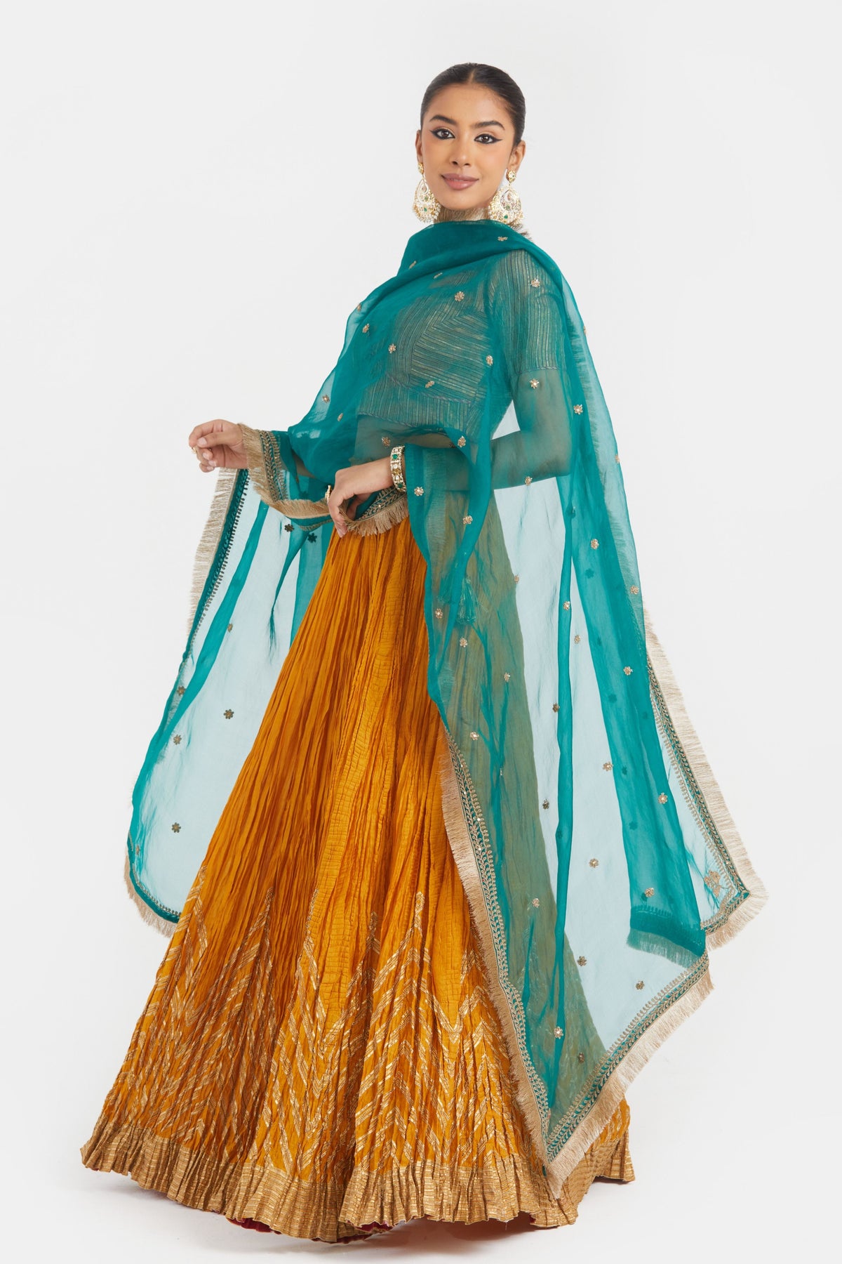 Yellow Chanderi Lehenga Set