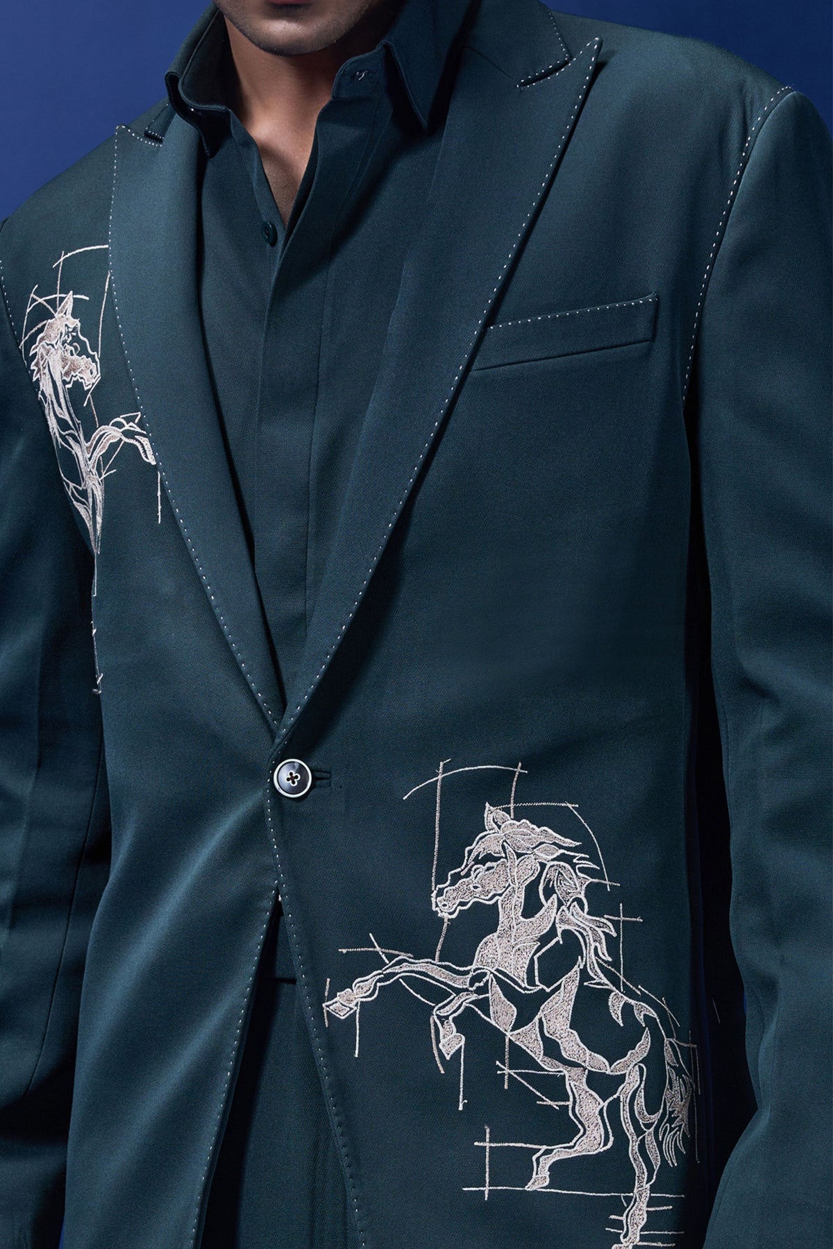 Embroidered Horse Blazer Blazer Set