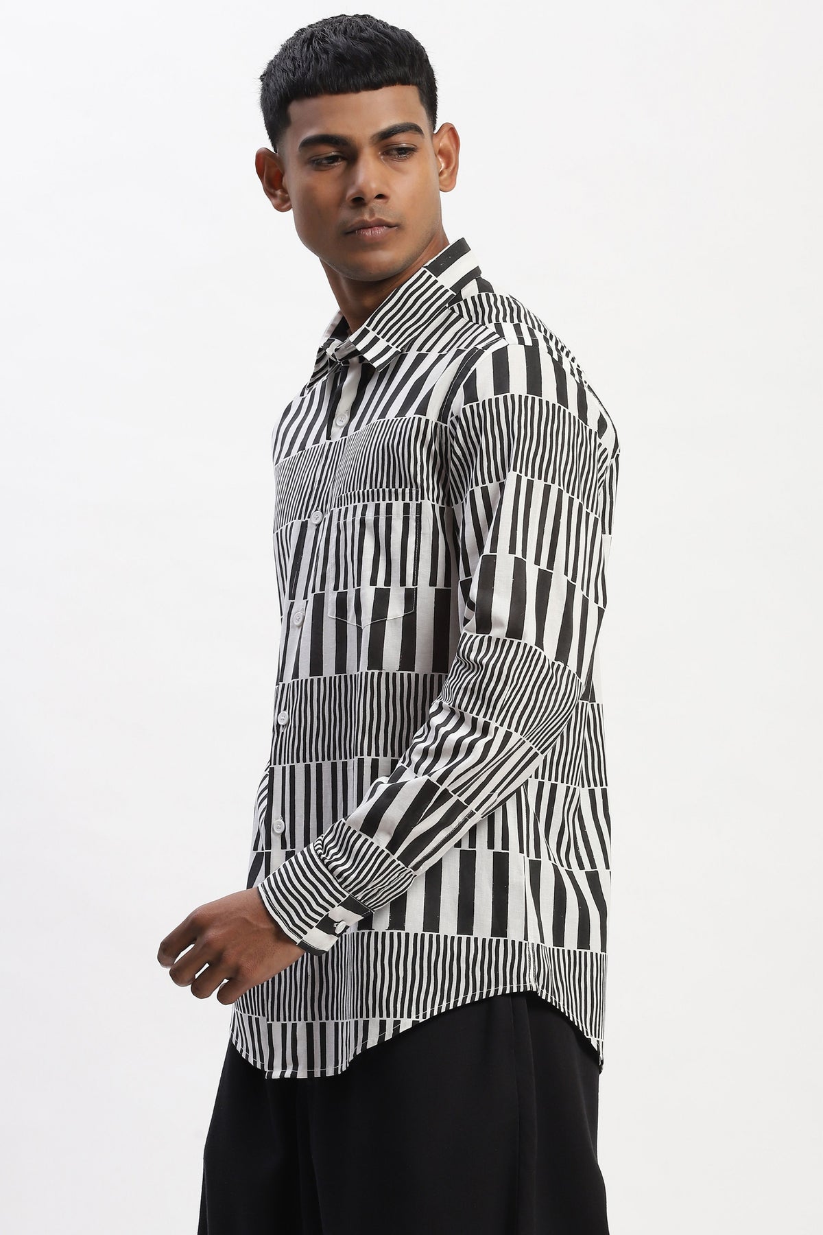 Multi Block Printed Stripes Shirt
