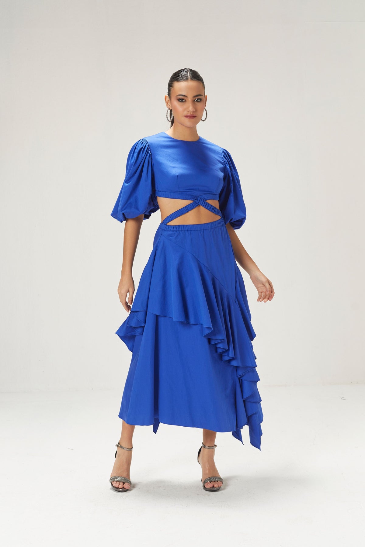 Cobalt Blue Waist Cutout Dress