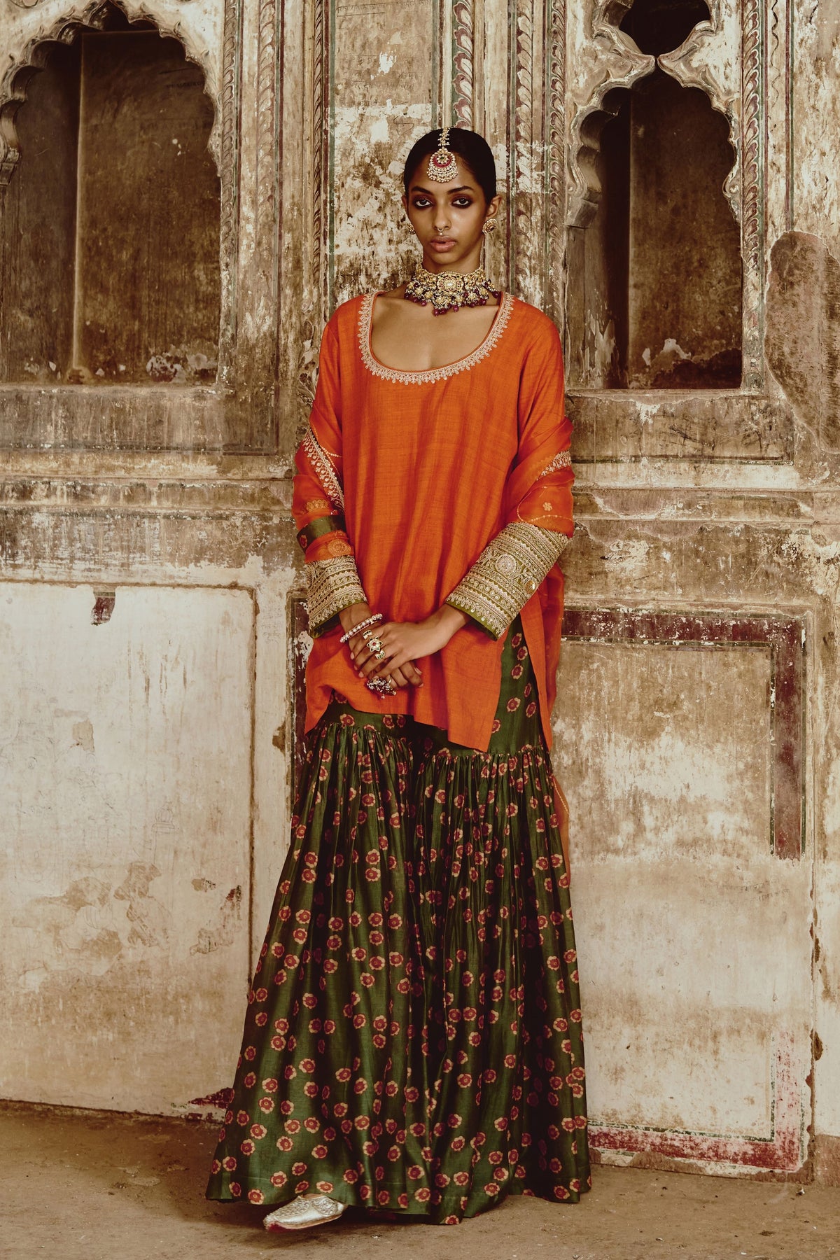 Kesariya Hand Sharara Set