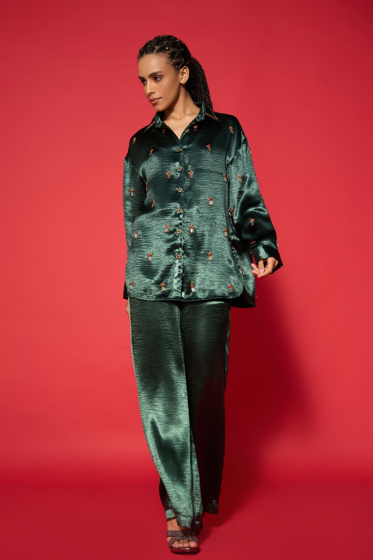 Elka Embroidered Shirt With Pants Set