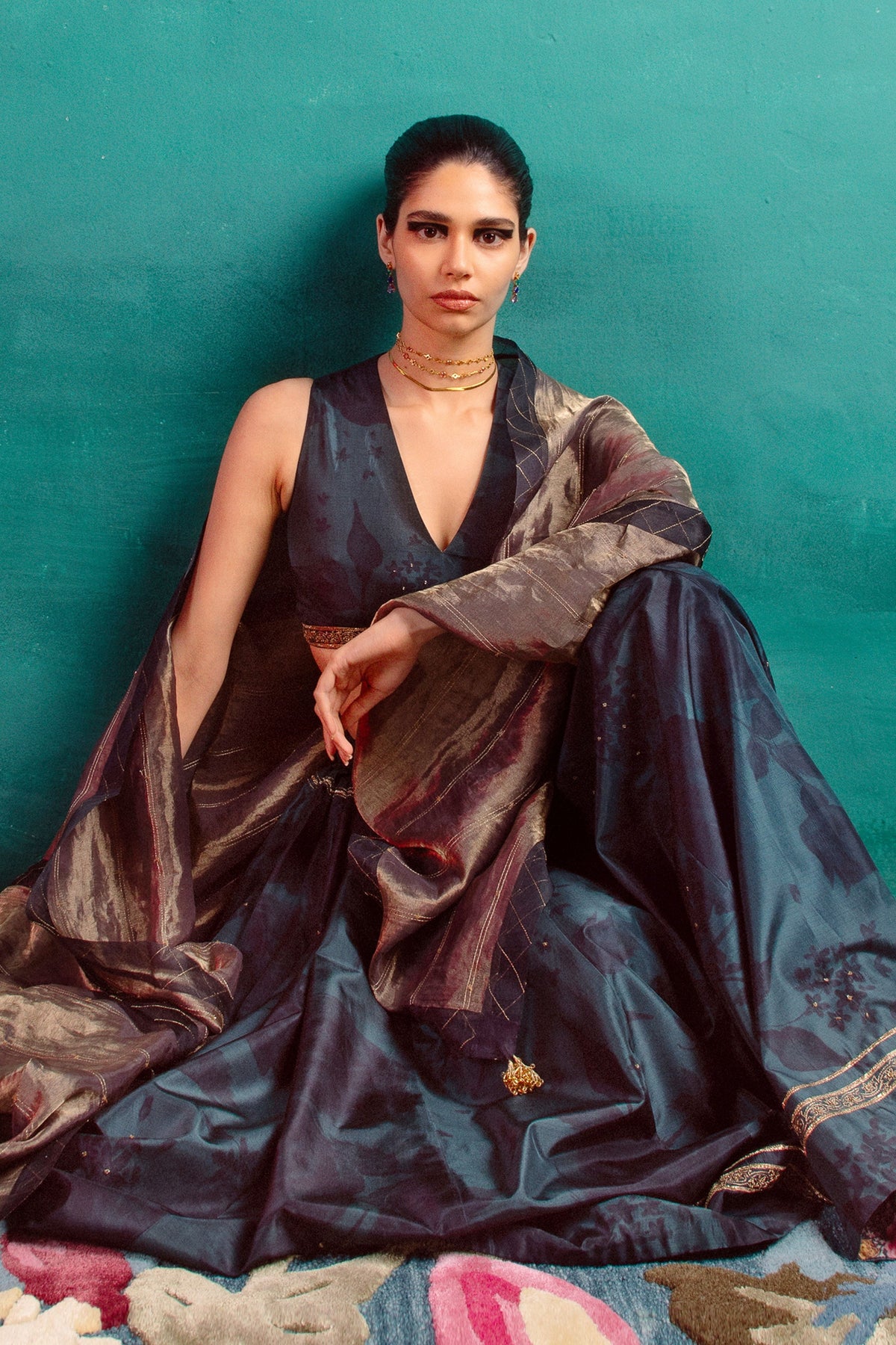 Myrtle Green Hand Embroidered Lehenga