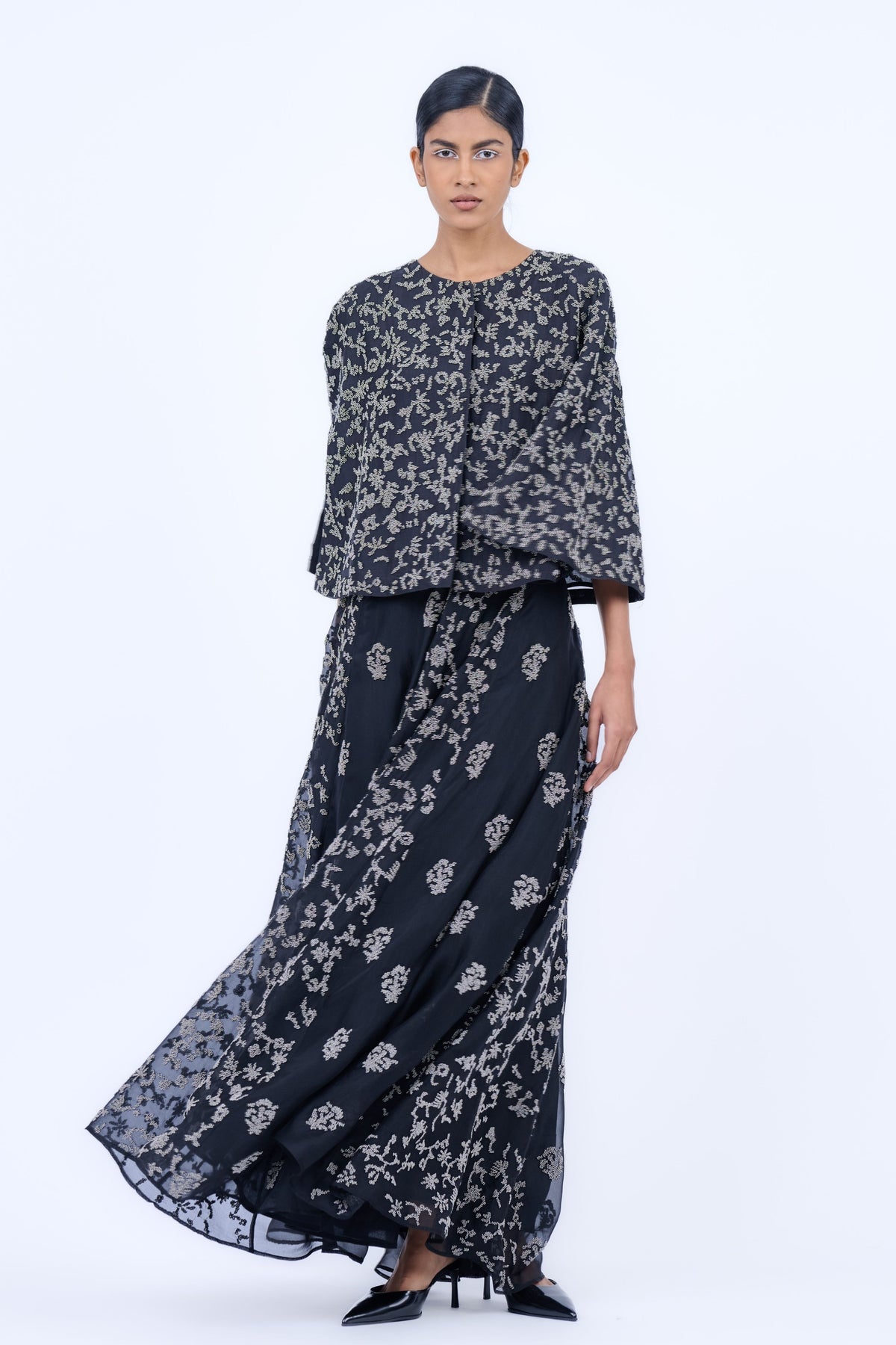Black &amp; Silver Beadwork Skirt