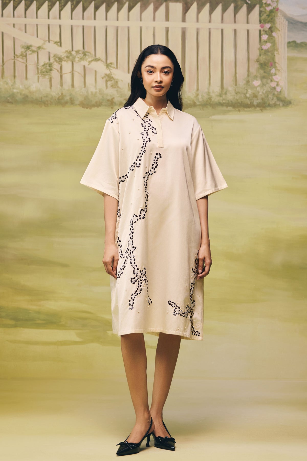 Porcelain Ink Relaxed Short Dress