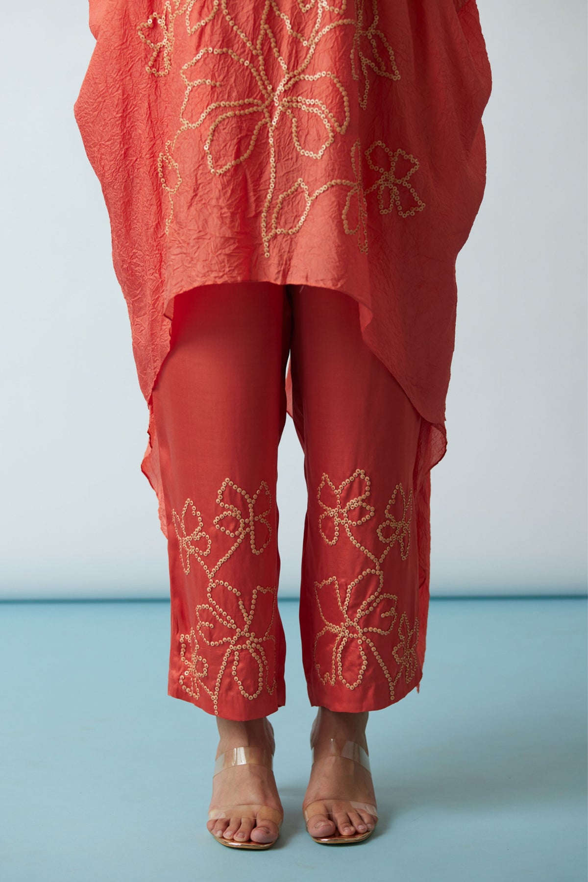 Floral Embroidered Kaftan Set