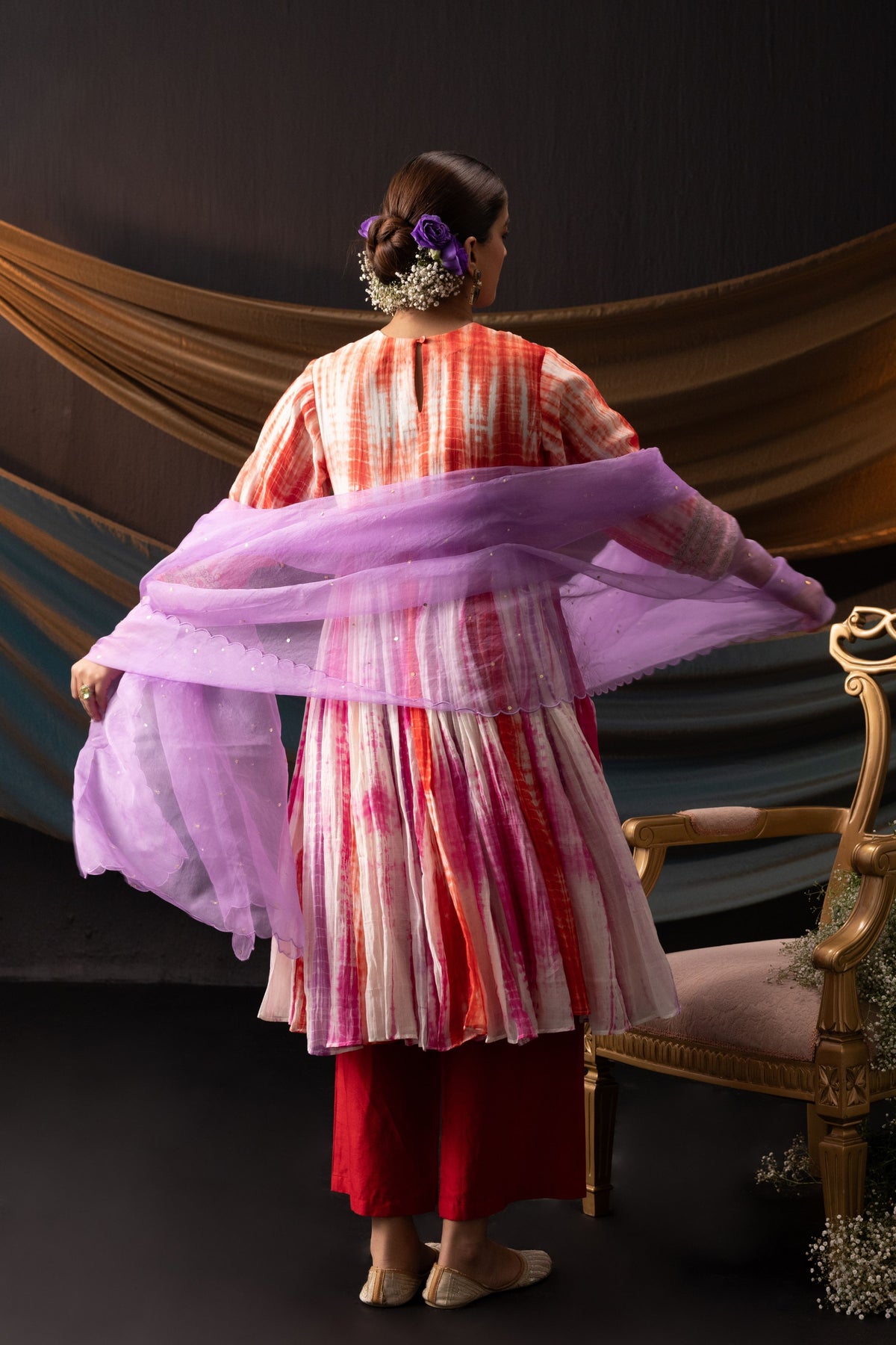 Red Pink Tie Dye Tunic Set