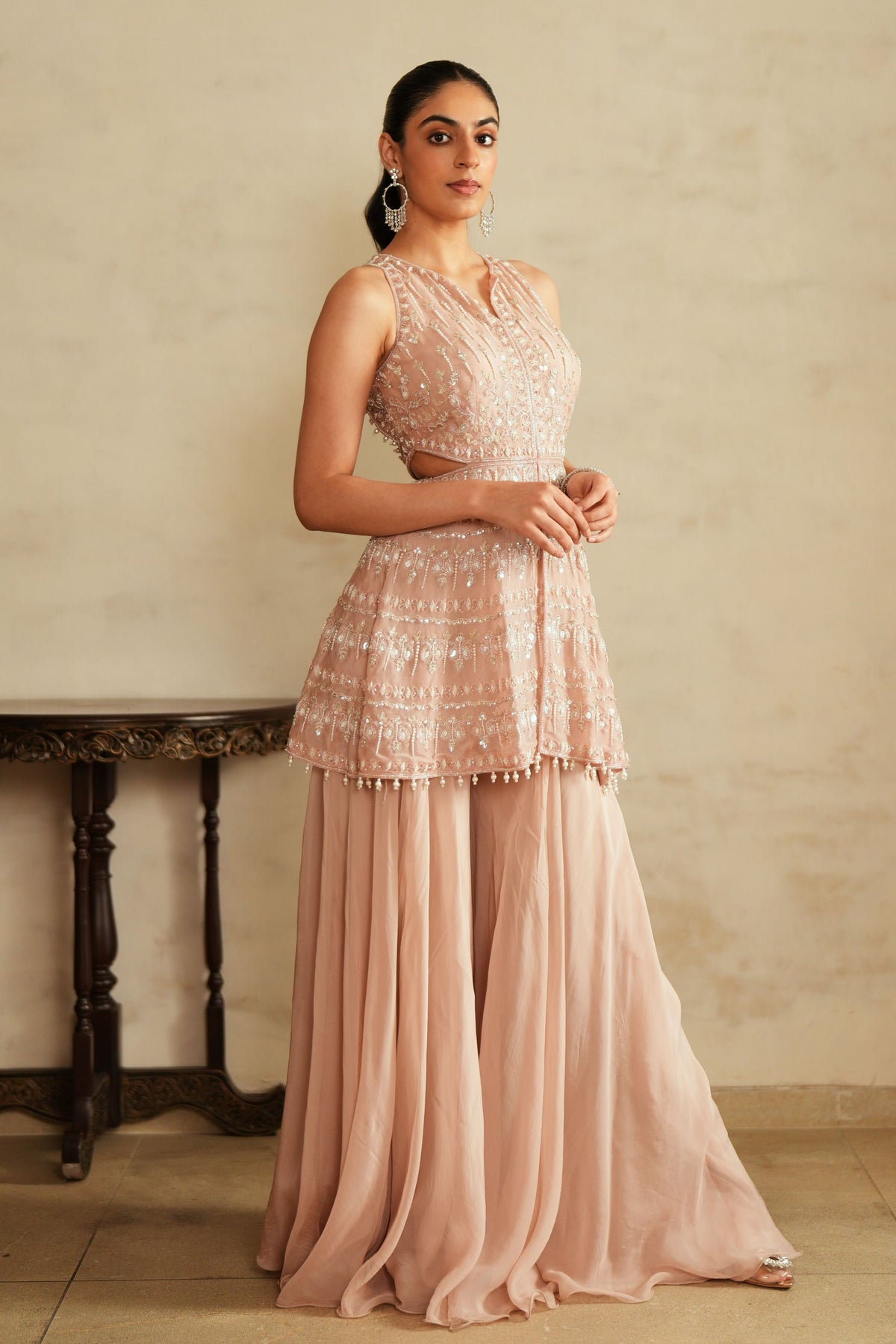 Salmon Pink Sharara Set