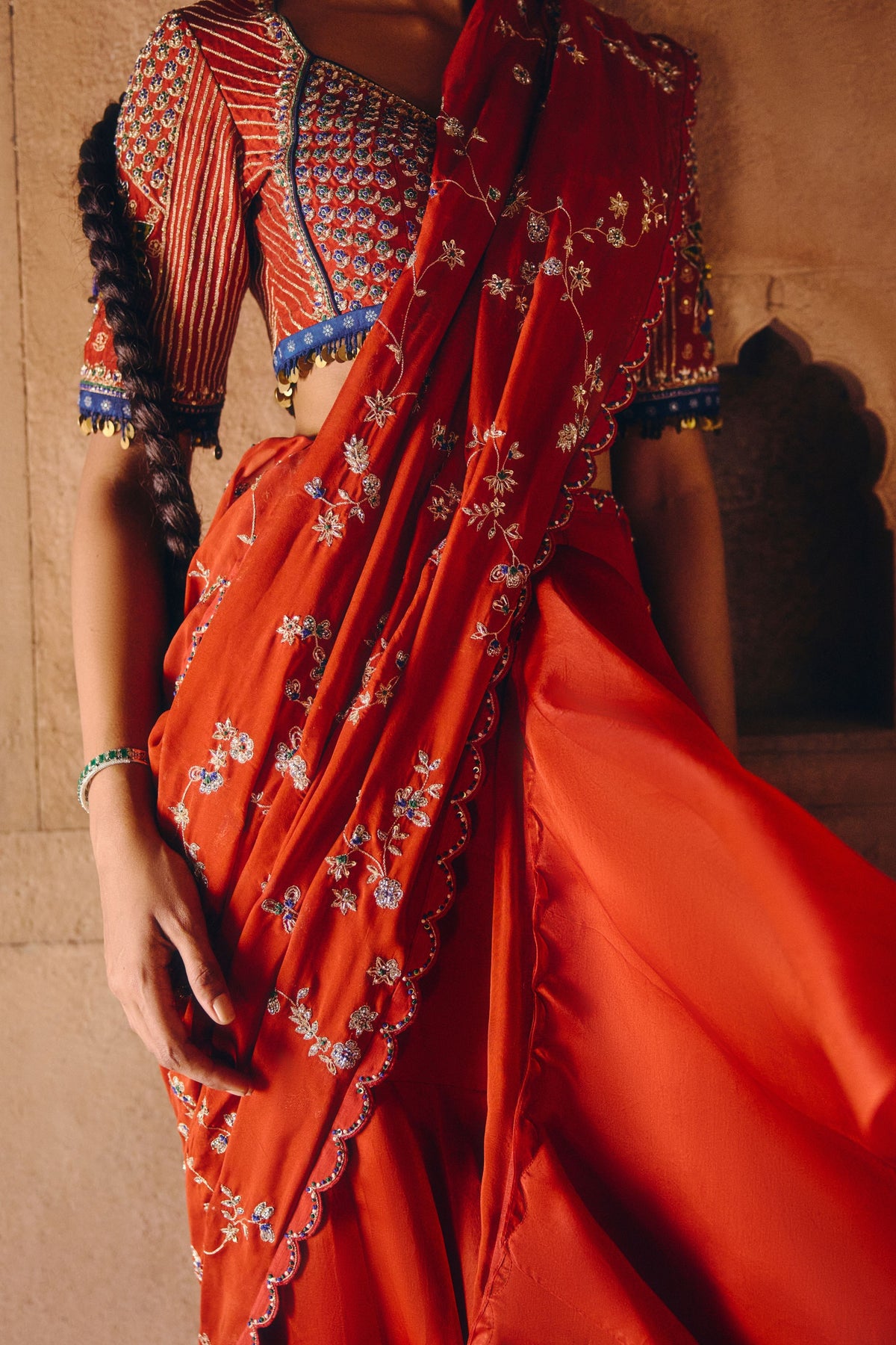 Crimson Draped Saree
