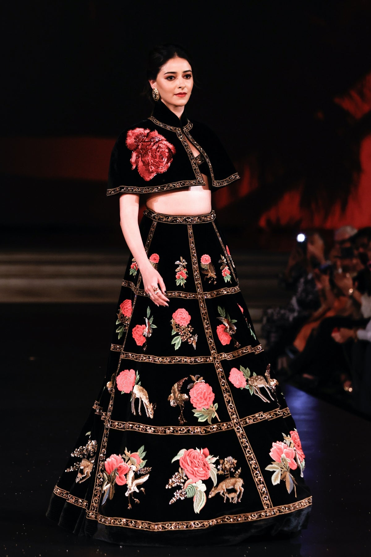 Embroidered Velvet Lehenga Set
