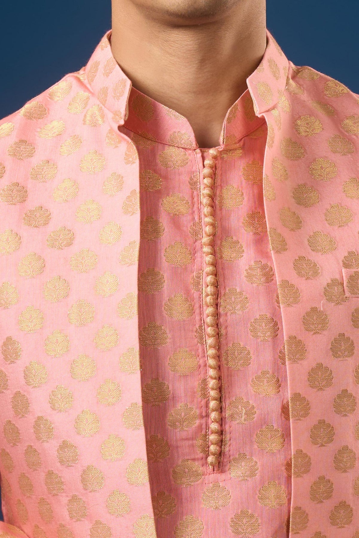 Mauve Brocade Kurta-bundi Set