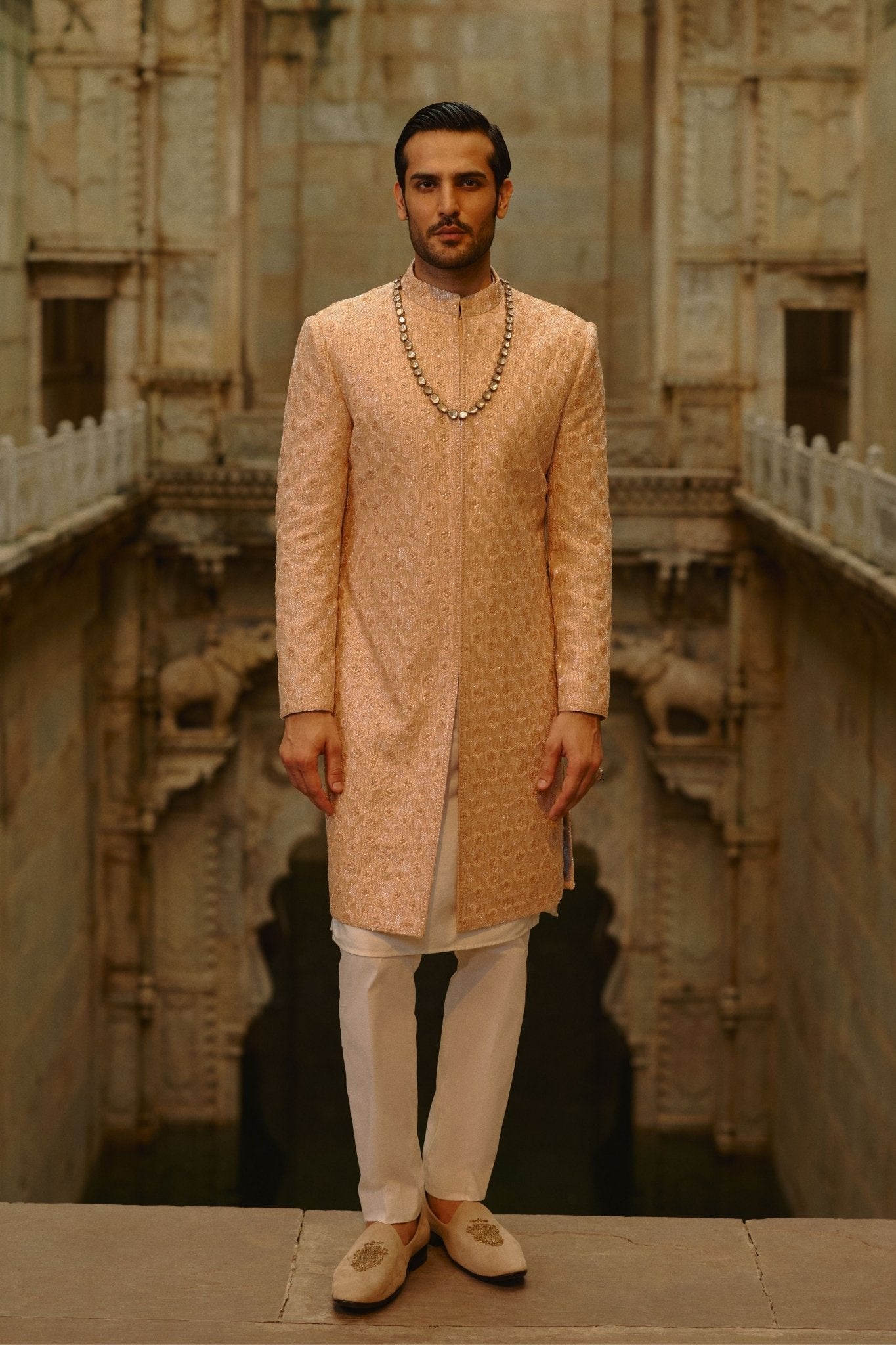 Geometric Embroidery Sherwani Set - Nitika Gujral Menswear - Elahe