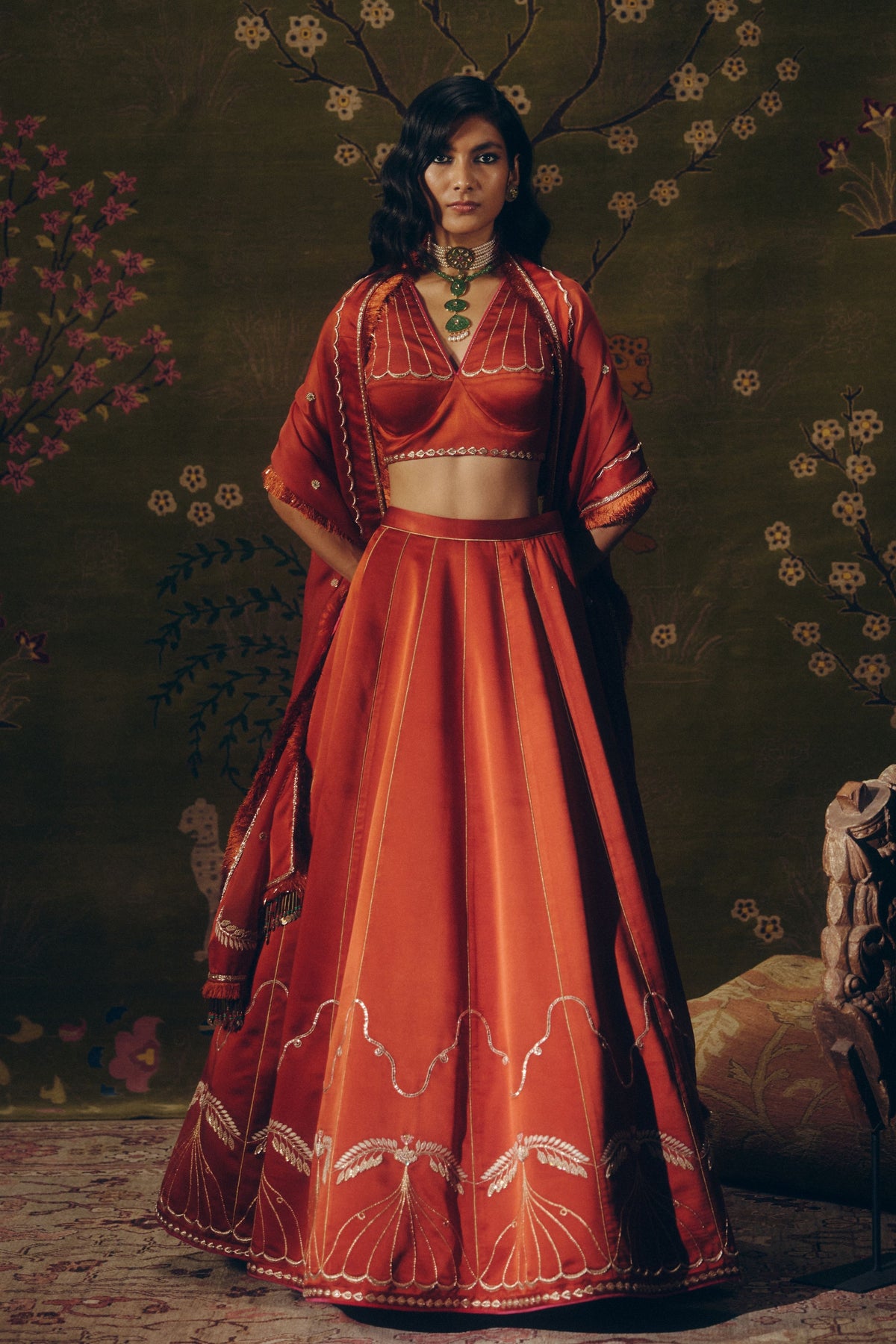 Carnegie Copper Lehenga Set