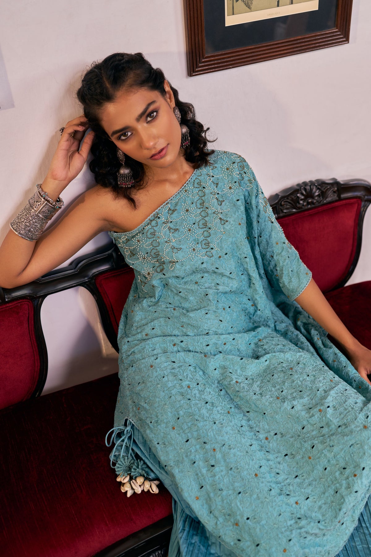 Blush Handwork One Side Kurta Set