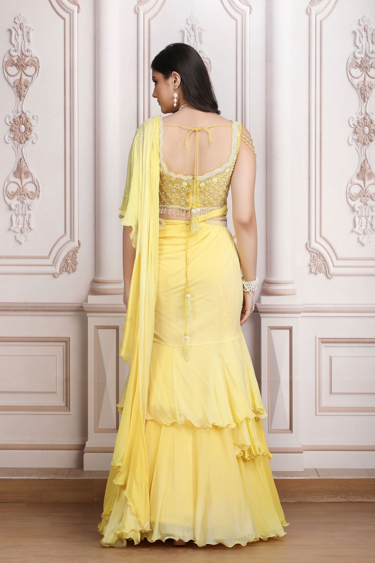 Ruffle Pre-draped Lehenga