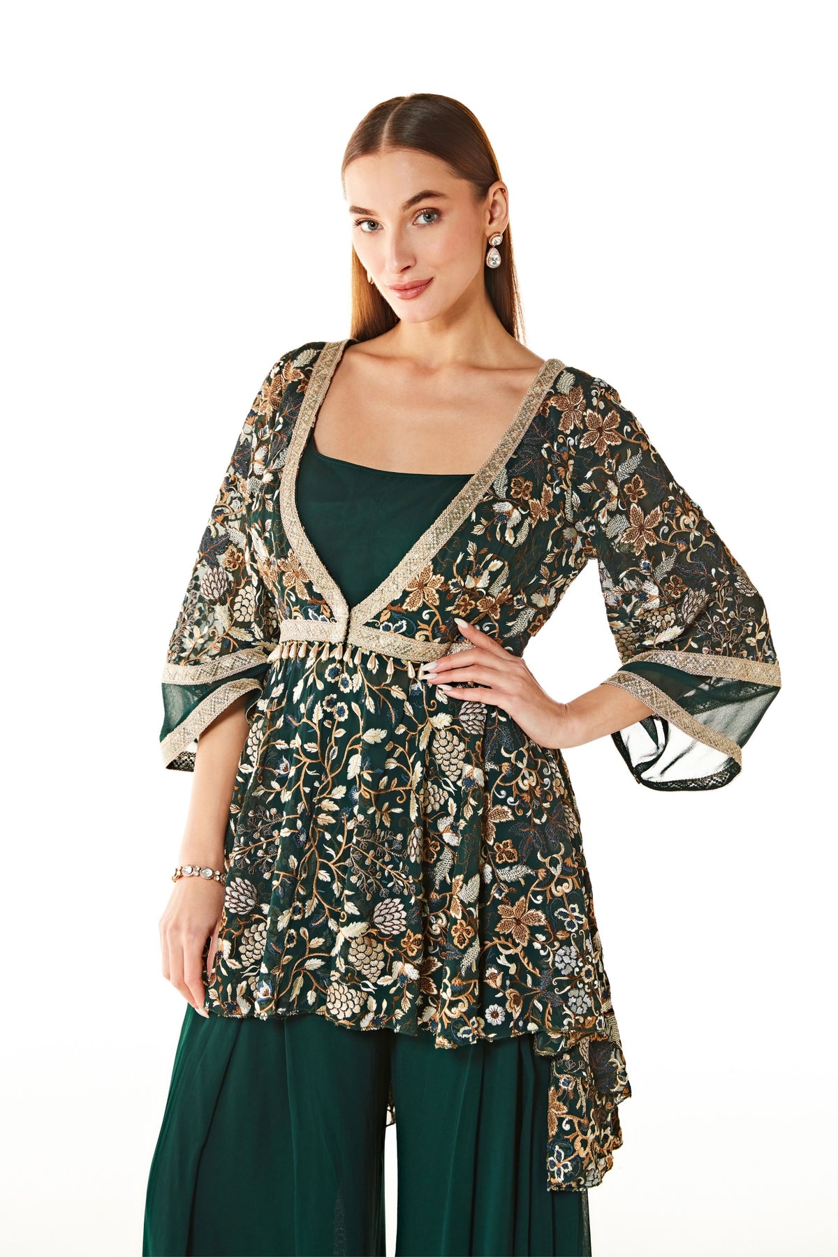 Dalia Forest Green Sharara Set