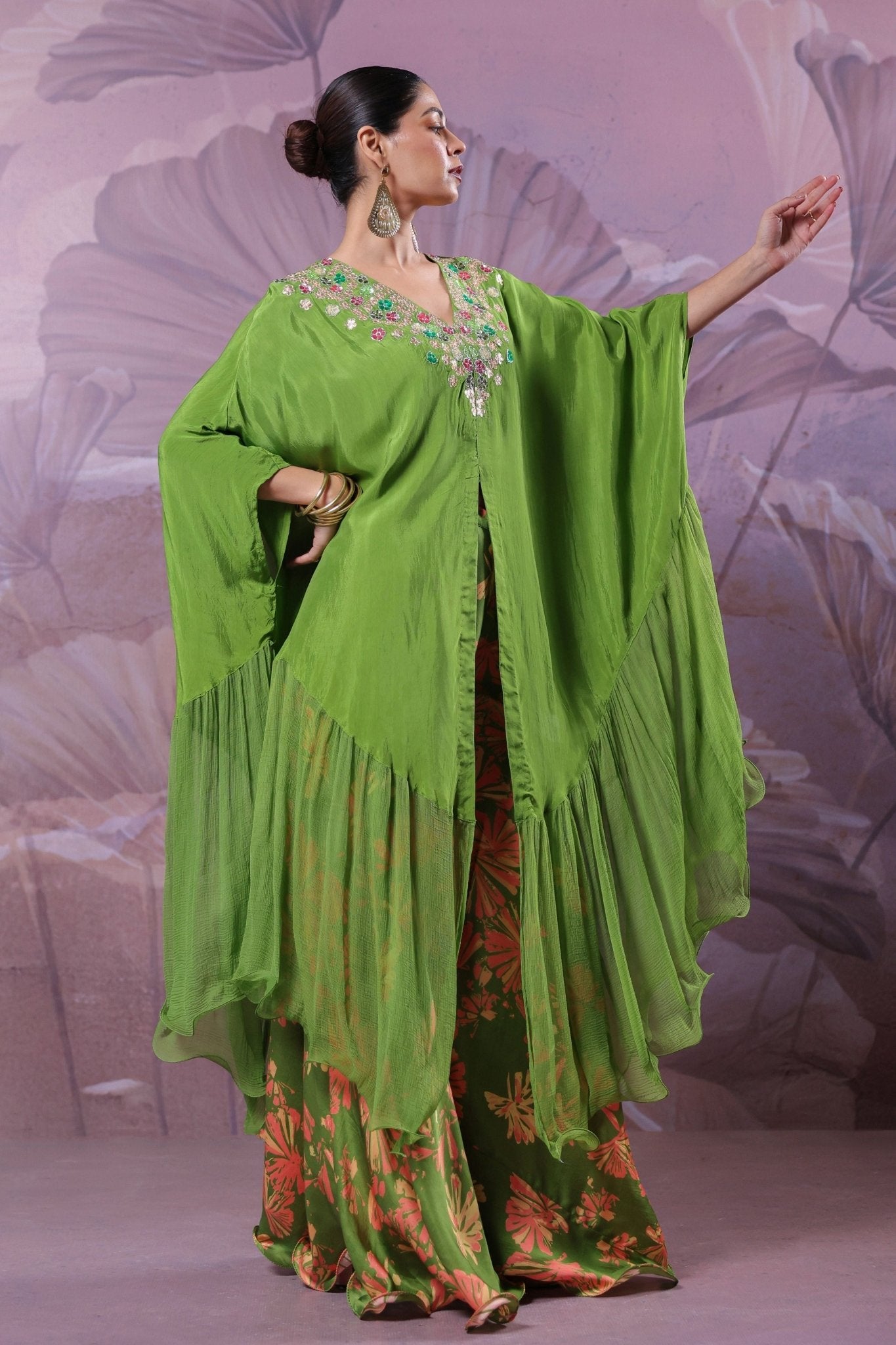 Avocado Chakraborty Kaftan Set - Pallavi Jaipur - Elahe