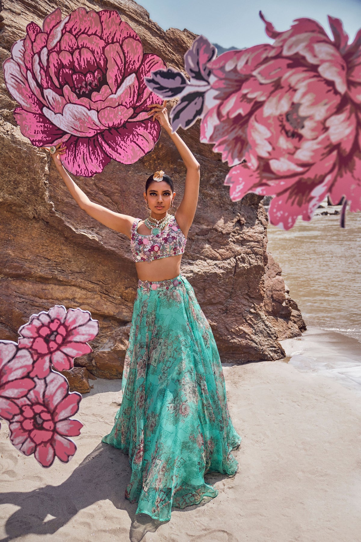 Mahrosh Organza Lehenga Set