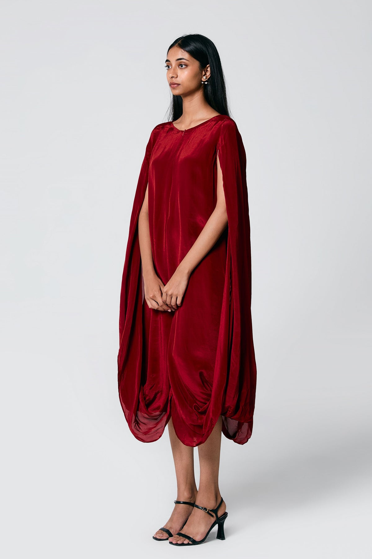 Red Double Cowl Dress