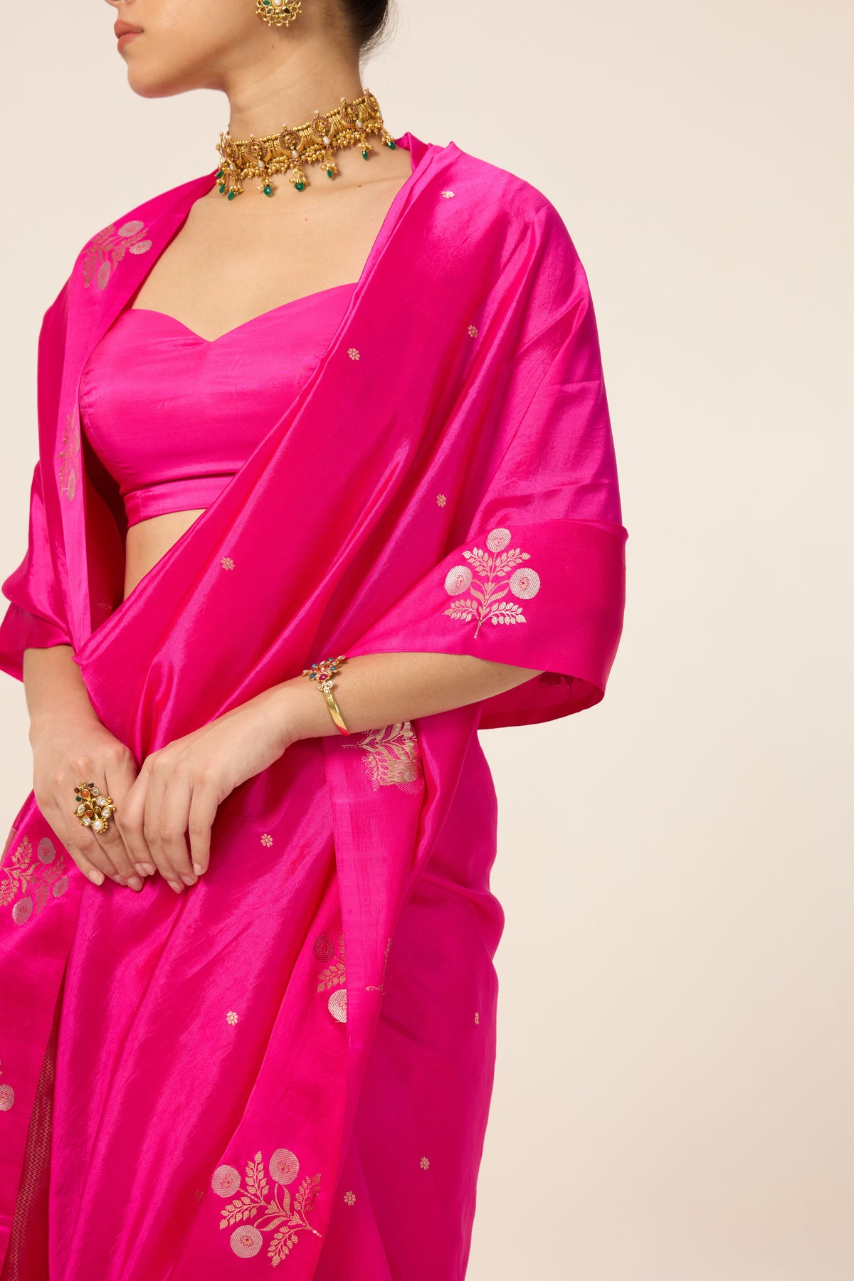 Hot Pink Silk Saree