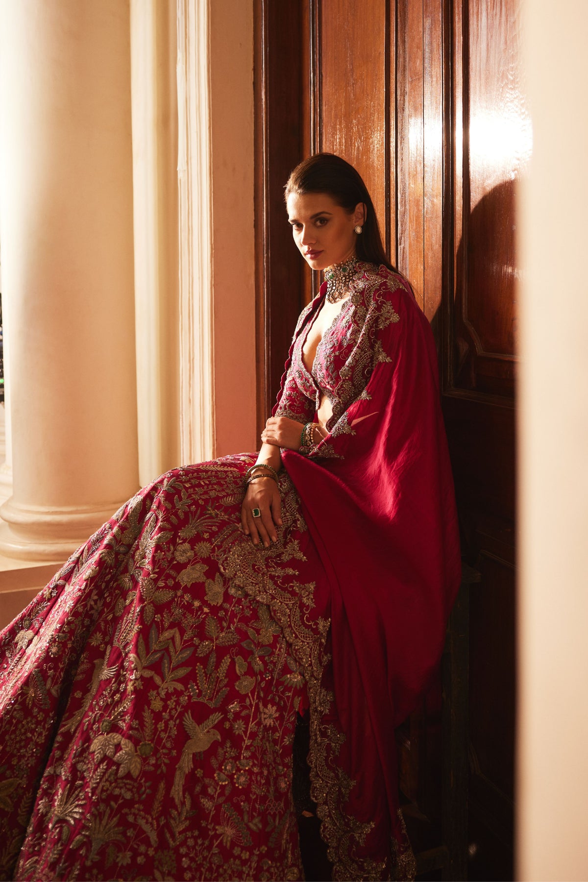 Embroidered Lehenga Set in Rani Pink